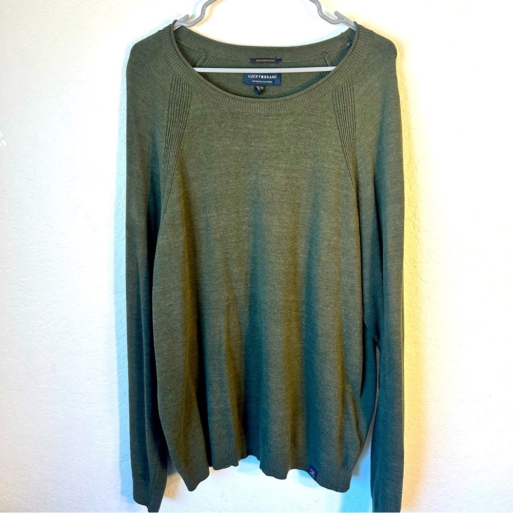 Lucky Brand Men’s XL Forest Green Long sleeve Sweater with ribbed texture